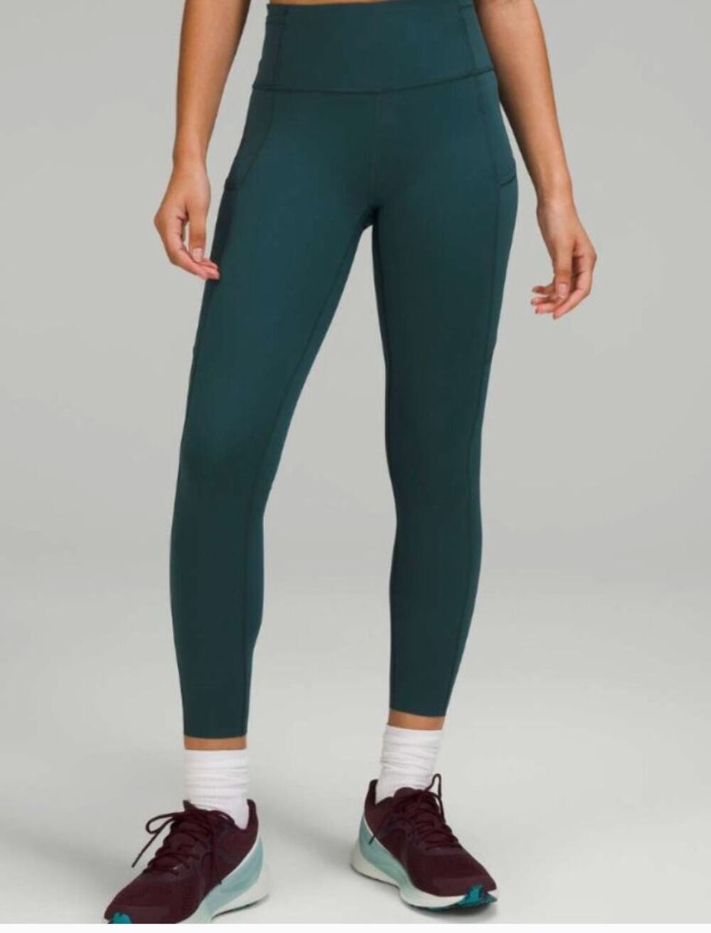 Lululemon Seamless Shaping Leggings Women's Green High Waisted Side Pockets